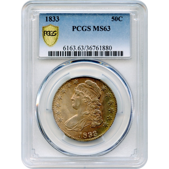 1833 50C Capped Bust Half Dollar PCGS MS63