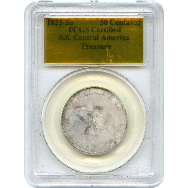 World Silver - 1855-So Republic of Chile 50 Centavos PCGS Ex. S.S. Central America