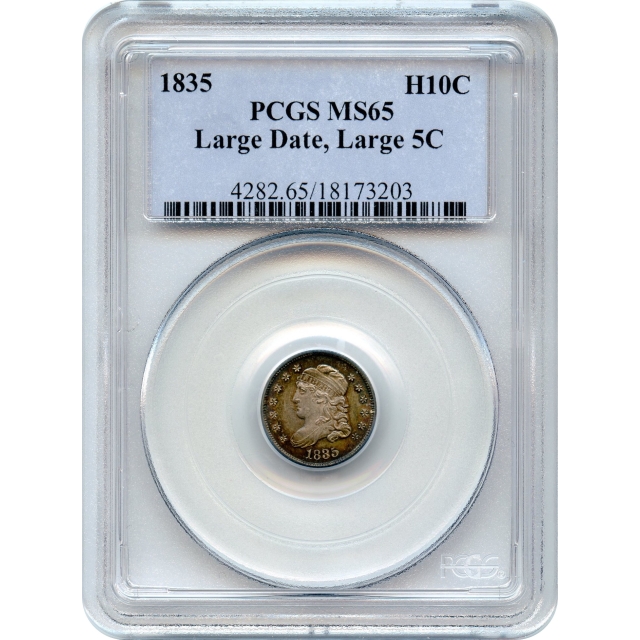 1835 H10C Capped Bust Half Dime, Large Date, Large 5C PCGS MS65