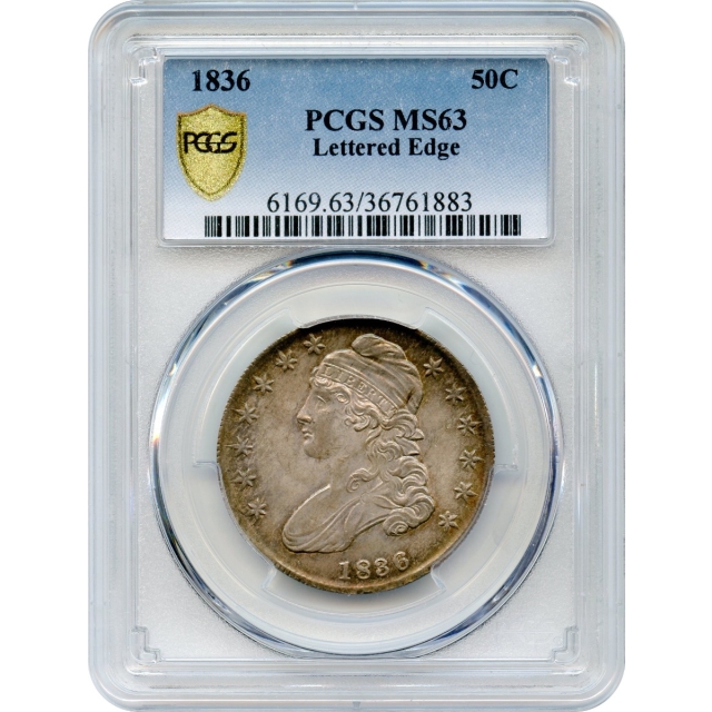 1836 50C Capped Bust Half Dollar, Lettered Edge PCGS MS63
