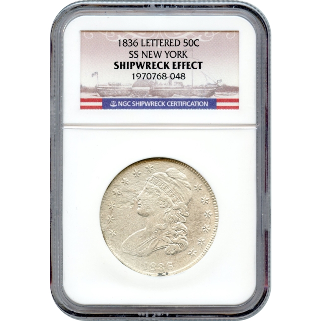 1836 50C Capped Bust Half Dollar, Lettered Edge NGC SE Ex.SS New York