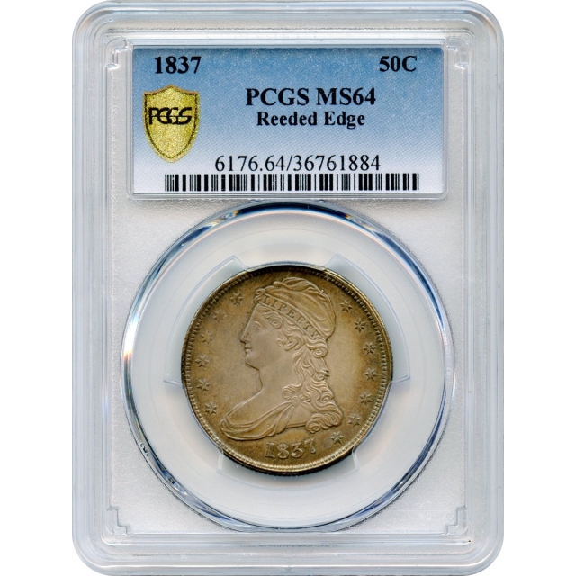 1837 50C Capped Bust Half Dollar, Reeded Edge PCGS MS64