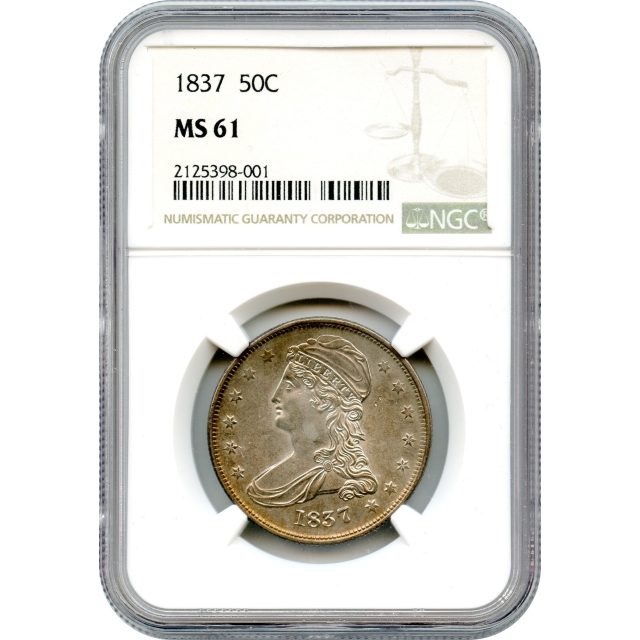 1837 50C Capped Bust Half Dollar, Reeded Edge NGC MS61