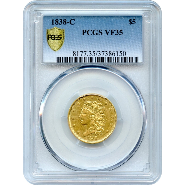 1838-C $5 Classic Head Half Eagle PCGS VF35