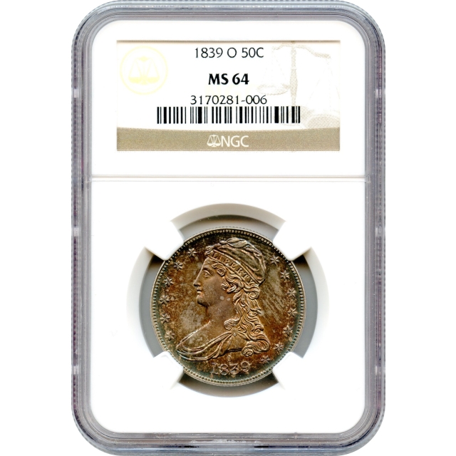 1839-O 50C Capped Bust, Reeded Edge NGC MS64