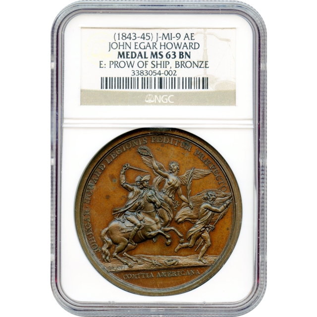 Medal - 1781 Comitia Americana Medal Restrike (1843-45), John Eager Howard at Cowpens, J-MI-9 NGC MS63 Brown