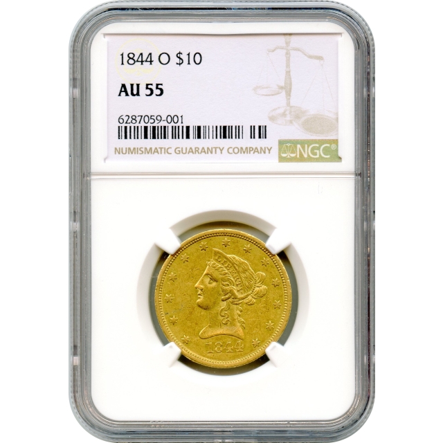 1844-O $10 Liberty Head Eagle NGC AU55