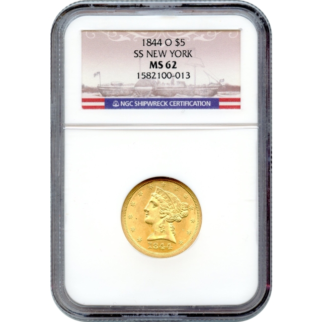 1844-O $5 Liberty Head Half Eagle NGC MS62 Ex. SS New York