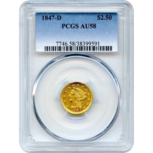 1847-D $2.50 Liberty Head Quarter Eagle PCGS AU58