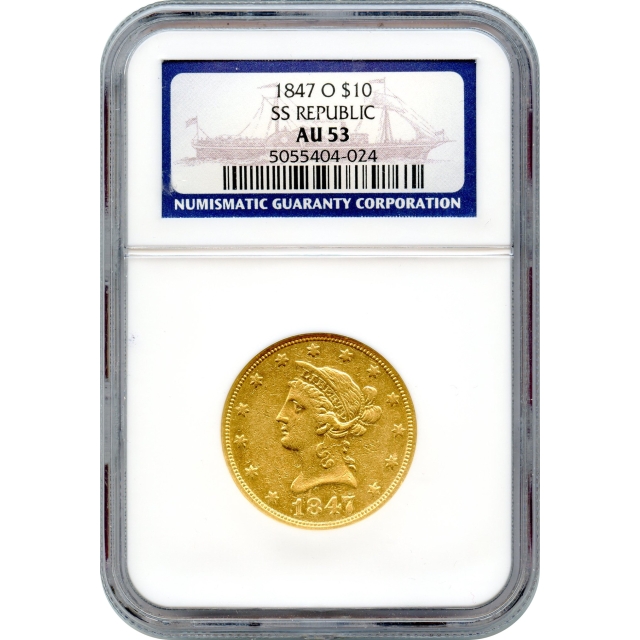 1847-O $10 Liberty Head Eagle NGC AU53 Ex. SS Republic