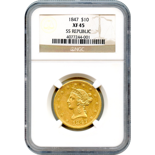 1847 $10 Liberty Head Eagle NGC XF45 Ex.SS Republic