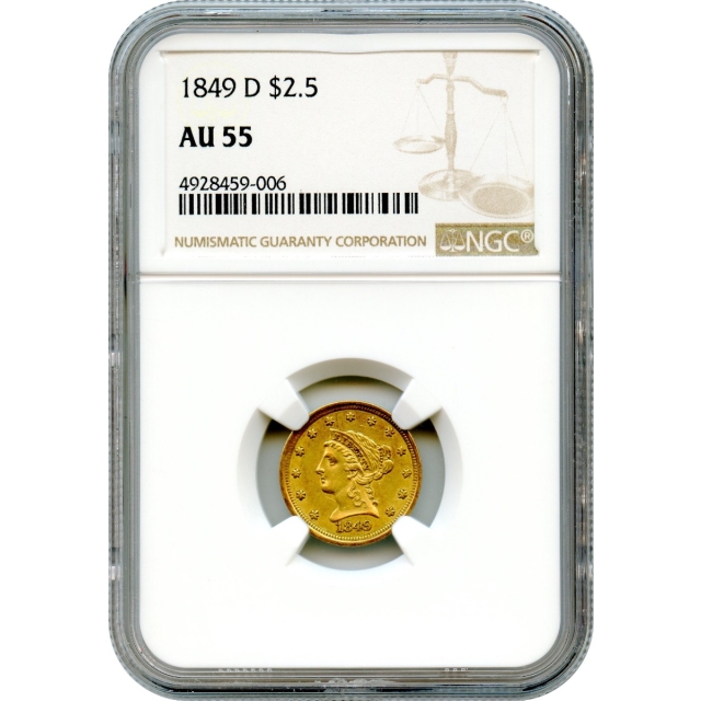 1849-D $2.50 Liberty Head Quarter Eagle NGC AU55