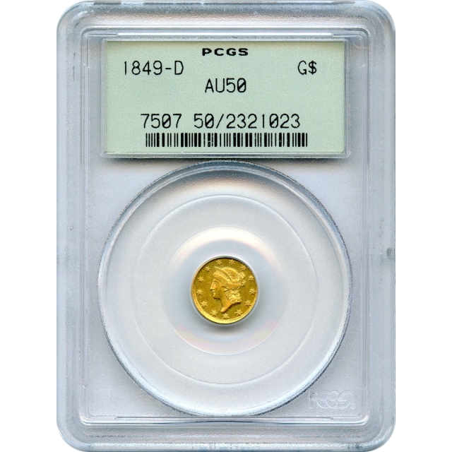 1849-D G$1 Liberty Head Gold Dollar PCGS AU50