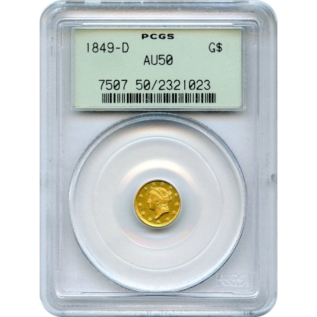 1849-D G$1 Liberty Head Gold Dollar PCGS AU50