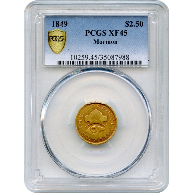 1849 $2.50 Mormon Gold Quarter Eagle PCGS XF45