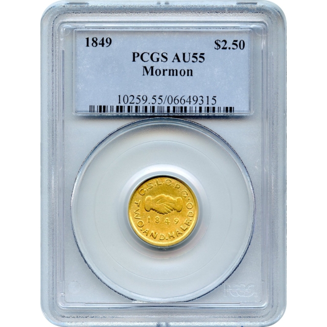 1849 $2.50 Mormon Gold Quarter Eagle PCGS AU55