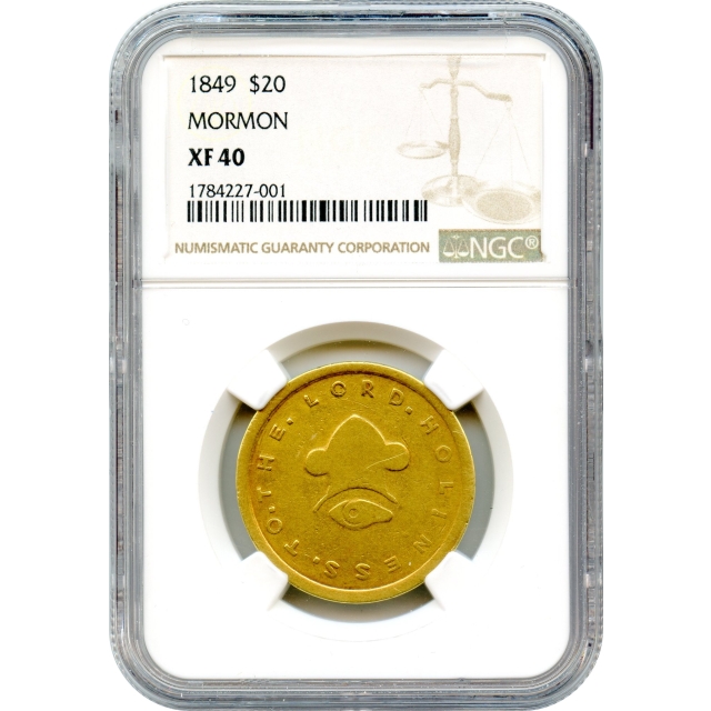 1849 $20 Mormon Double Eagle NGC XF40
