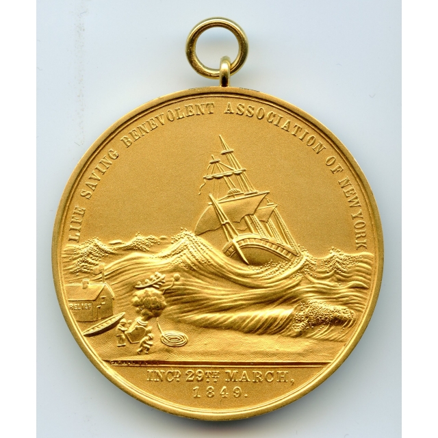 Medal - 1929 Life Saving Benevolent Association of New York Medal. By George Hampden Lovett. Gold. Mint State.