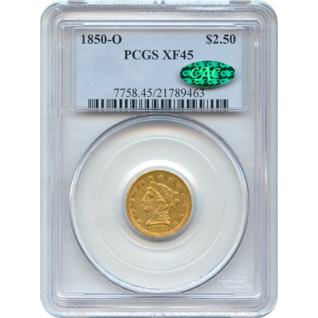 1850-O $2.50 Liberty Head Quarter Eagle PCGS XF45 (CAC)