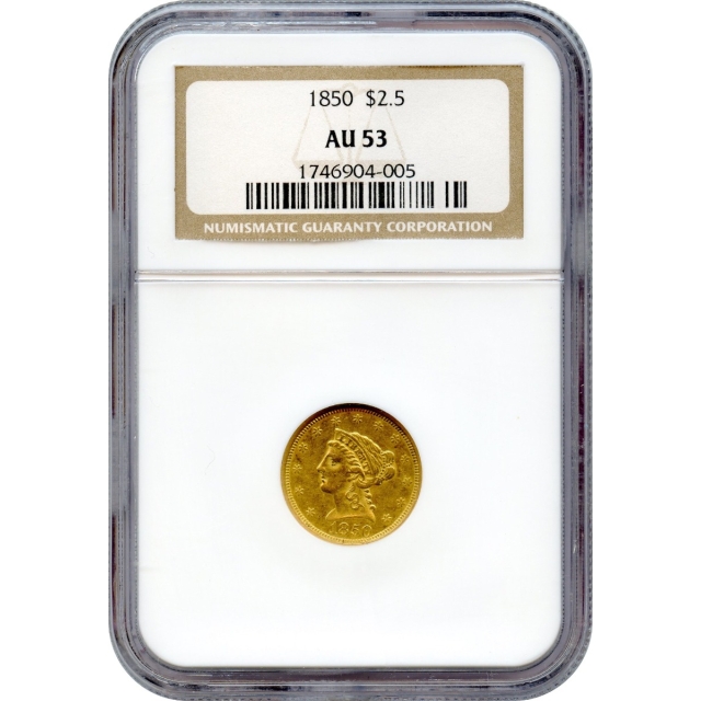 1850 $2.50 Liberty Head Quarter Eagle NGC AU53