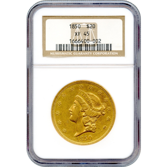 1850 $20 Liberty Head Double Eagle NGC XF45