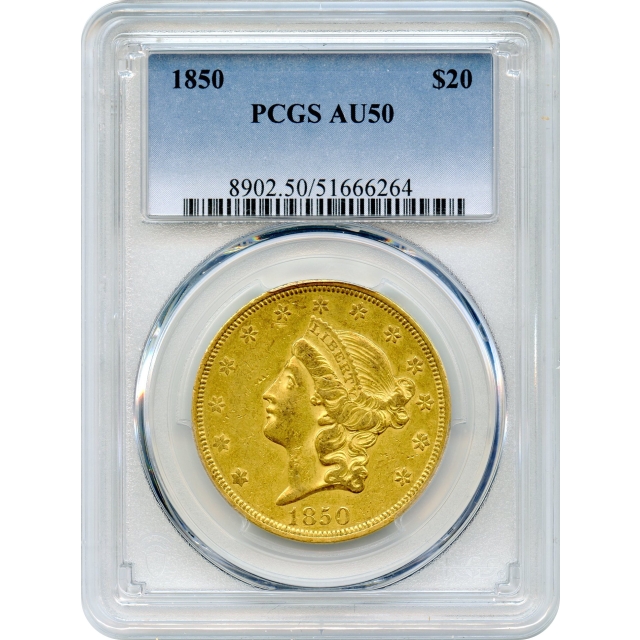 1850 $20 Liberty Head Double Eagle PCGS AU50