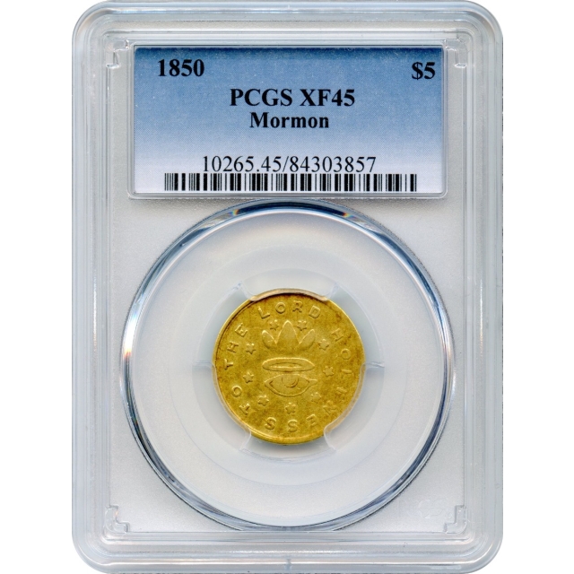 1850 $5 Mormon Gold Half Eagle PCGS XF45