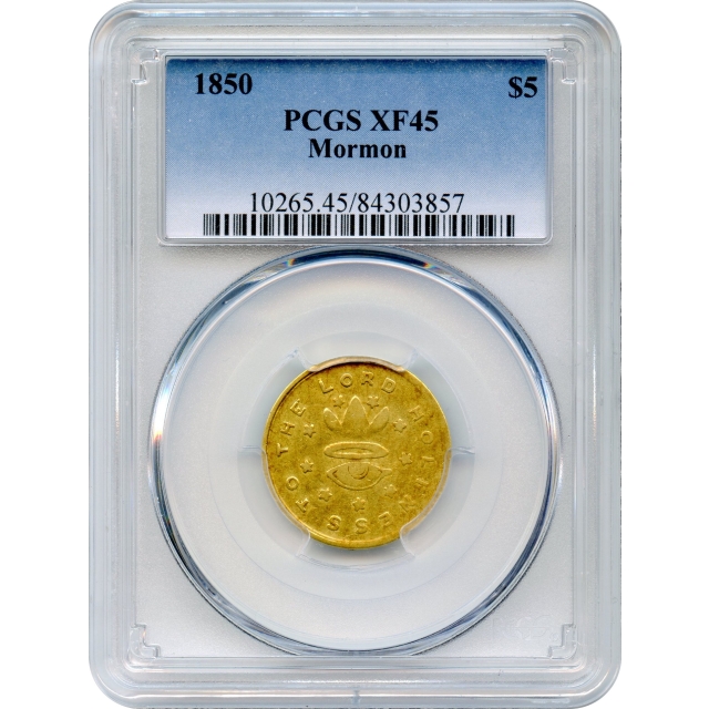 1850 $5 Mormon Gold Half Eagle PCGS XF45