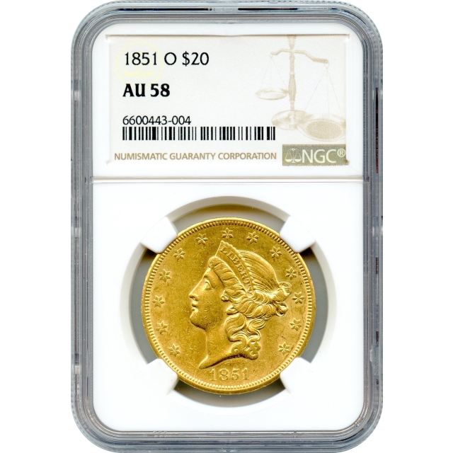 1851-O $20 Liberty Head Double Eagle NGC AU58