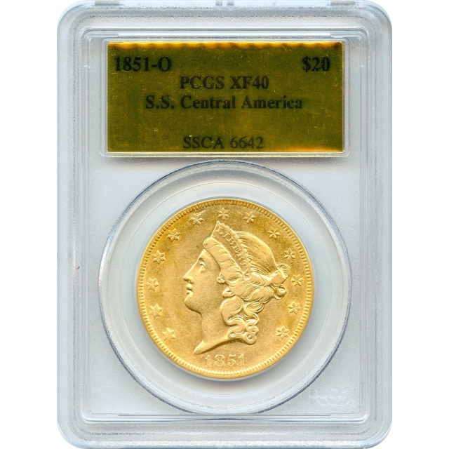 1851-O $20 Liberty Head Double Eagle PCGS XF40 Ex. SS Central America