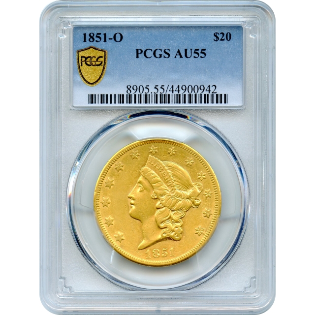 1851-O $20 Liberty Head Double Eagle PCGS AU55