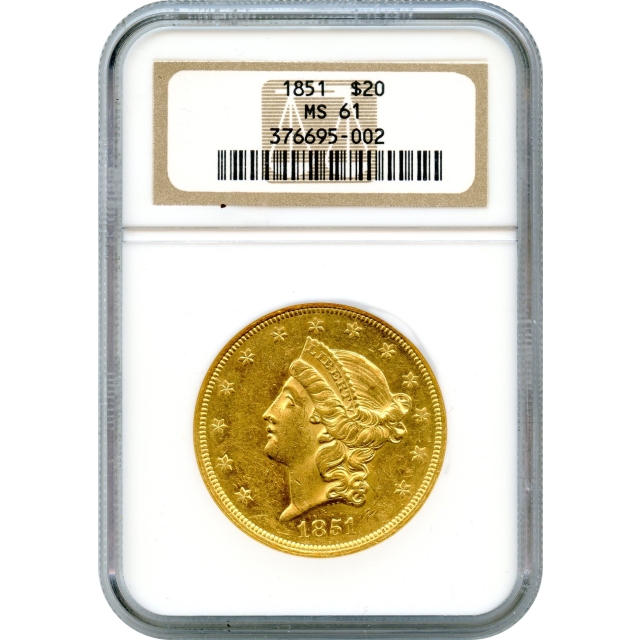1851 $20 Liberty Head Double Eagle NGC MS61
