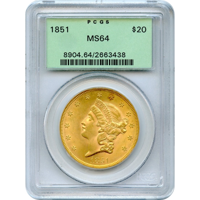 1851 $20 Liberty Head Double Eagle PCGS MS64