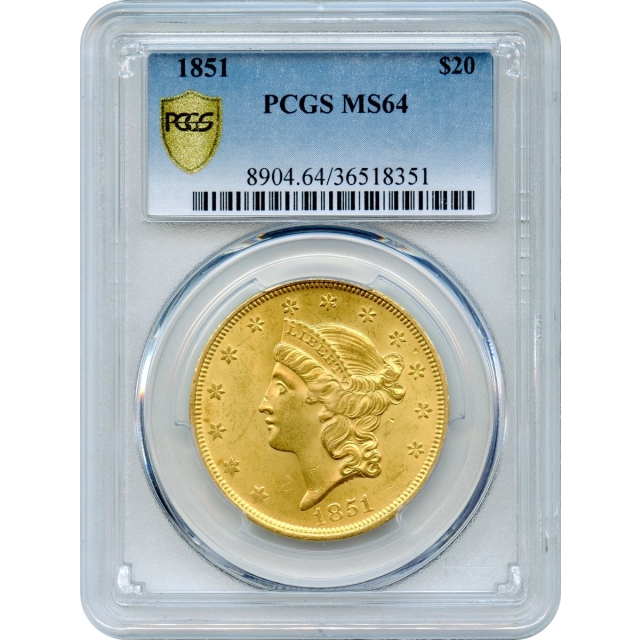 1851 $20 Liberty Head Double Eagle PCGS MS64