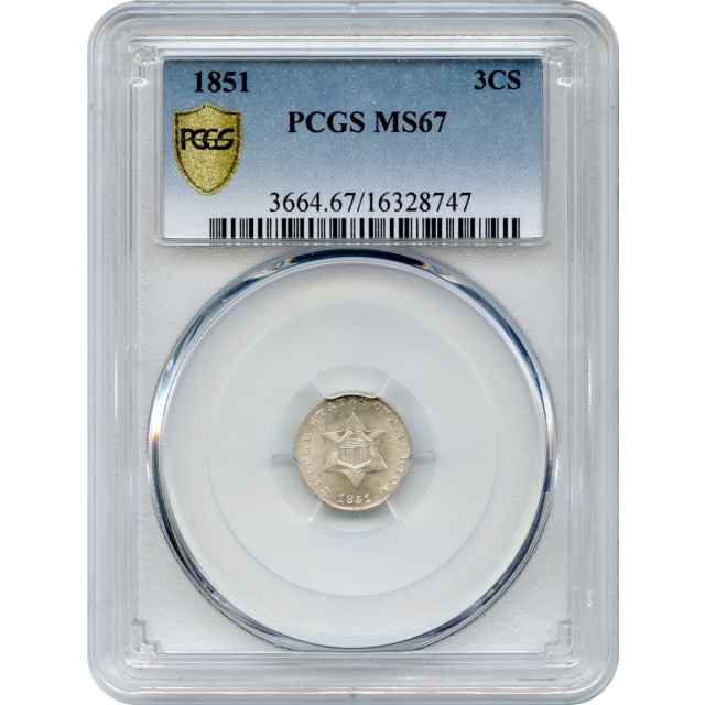 1851 3CS Three Cent Silver PCGS MS67