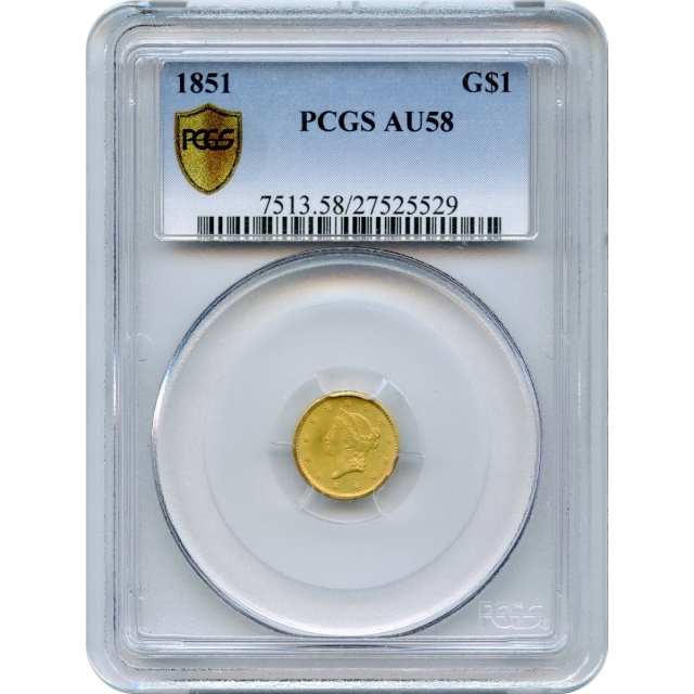 1851 G$1 Liberty Head Gold Dollar PCGS AU58