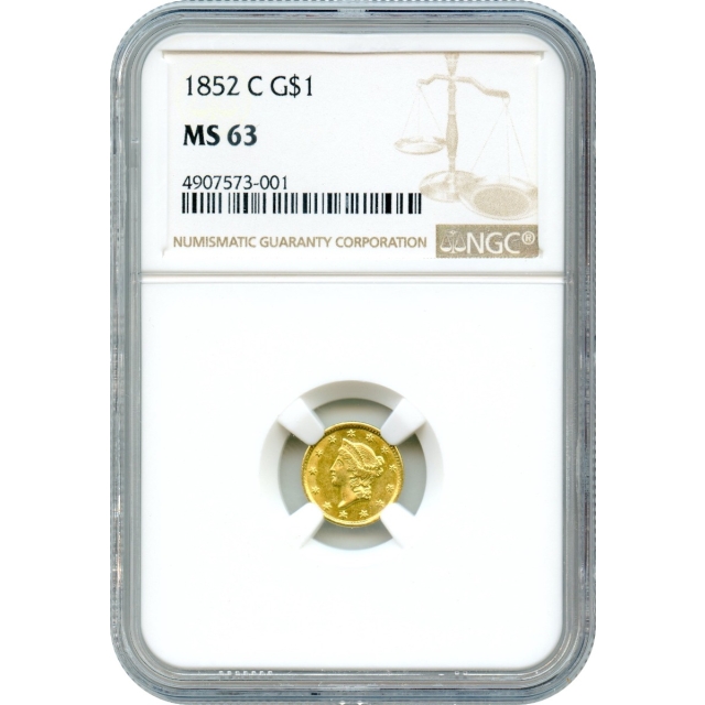 1852-C G$1 Liberty Head Gold Dollar NGC MS63