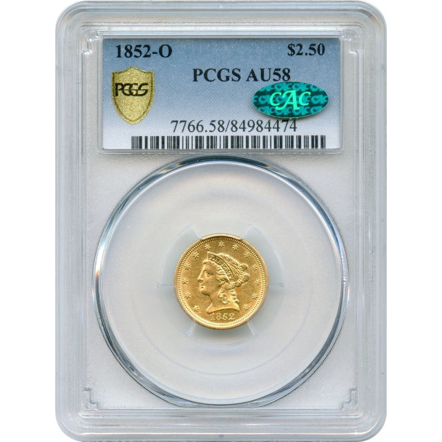 1852-O $2.50 Liberty Head Quarter Eagle PCGS AU58 (CAC)