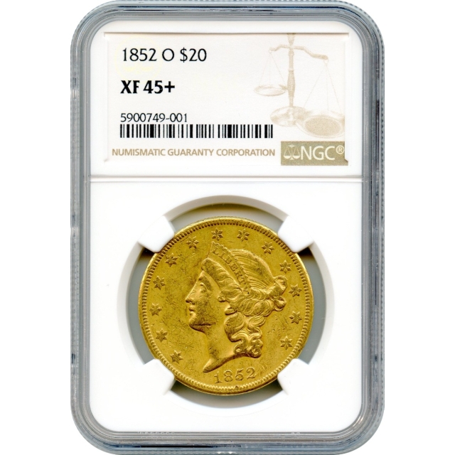 1852-O $20 Liberty Head Double Eagle NGC XF45+