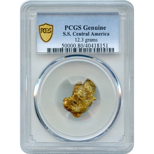 Gold Nugget - 1857 California Gold Rush Nugget 12.3 grams PCGS Ex.SS Central America