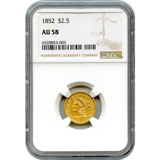 1852 $2.50 Liberty Head Quarter Eagle NGC AU58