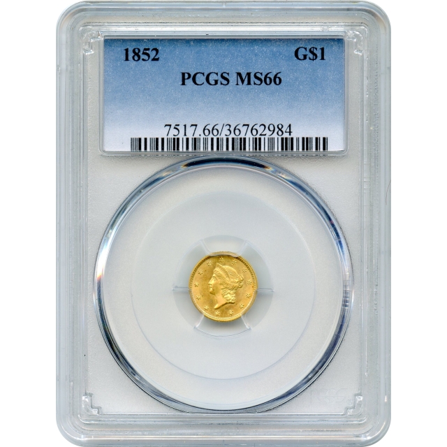 1852 G$1 Liberty Head Gold Dollar PCGS MS66 - Registry Set Candidate!