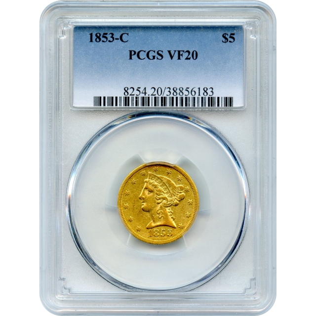1853-C $5 Liberty Head Half Eagle PCGS VF20