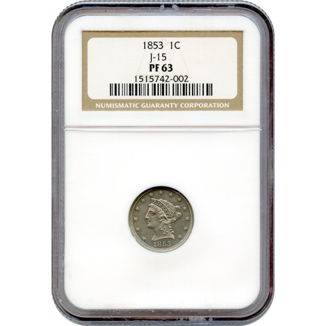 1853 1C  Copper-Nickel Pattern Cent, J-151 NGC PR63