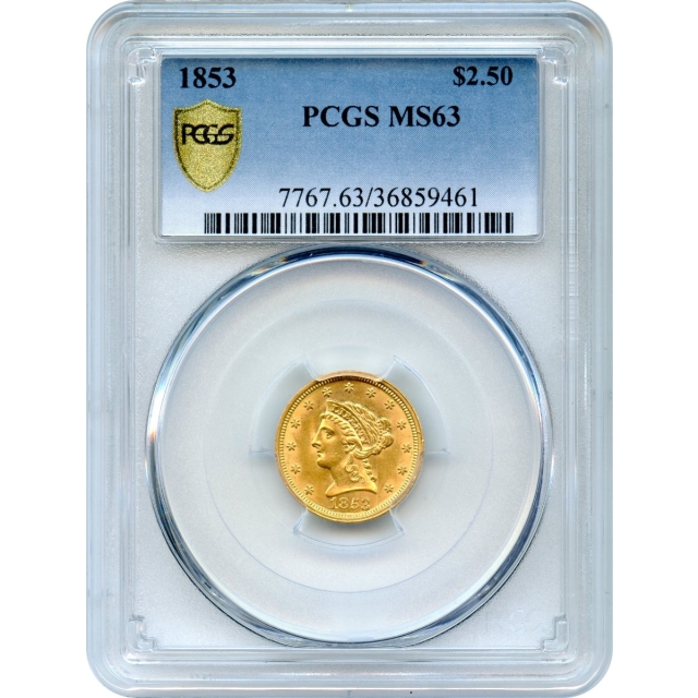 1853 $2.50 Liberty Head Quarter Eagle PCGS MS63