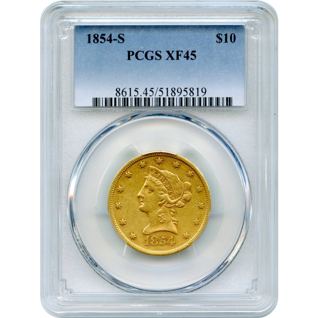 1854-S $10 Liberty Head Eagle PCGS XF45