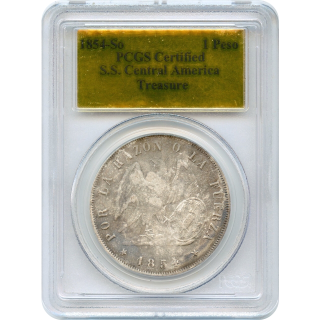 World Silver - 1854-So Republic of Chile 1 Peso PCGS Ex.SS Central America