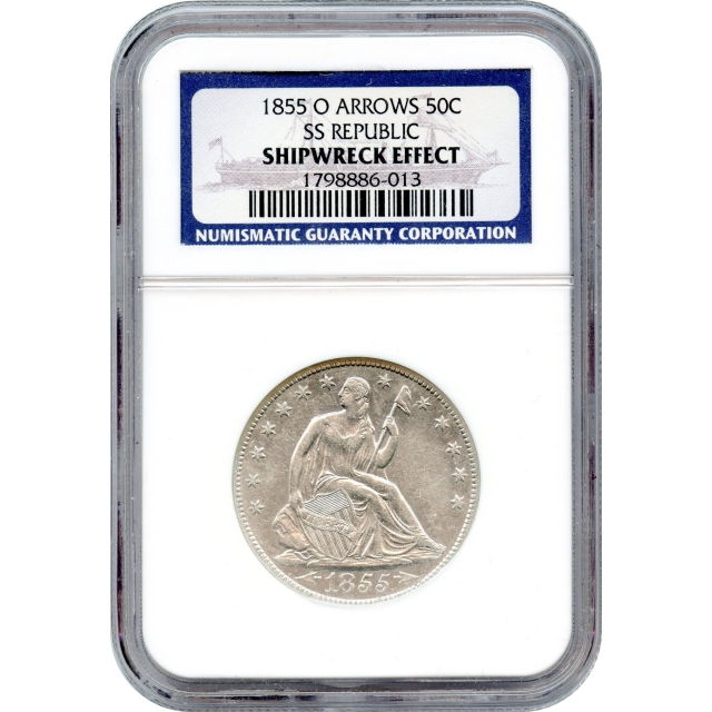 1855-O 50C Liberty Seated Half Dollar, Arrows At Date NGC SE Ex.SS Republic