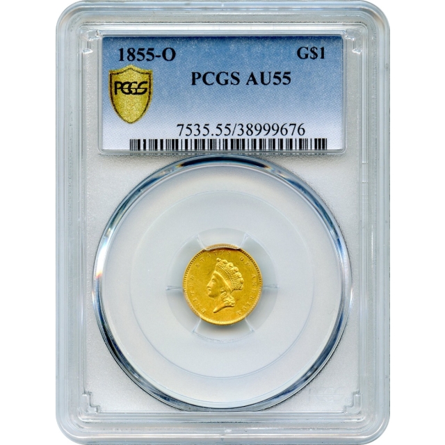 1855-O G$1 Indian Princess Gold Dollar PCGS AU55