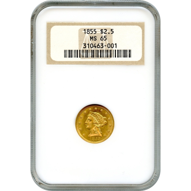 1855 $2.50 Liberty Head Quarter Eagle NGC MS65